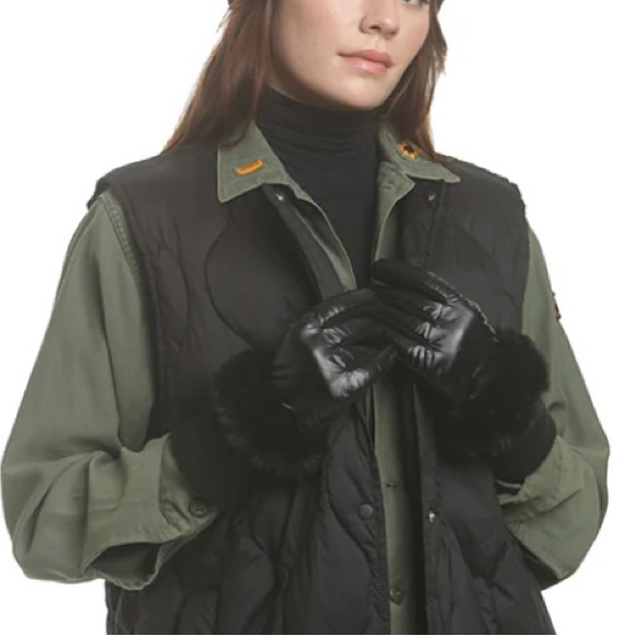 🖤FAUX-FUR🖤Feminine Soft Iridescent Black Stella Puffer Gloves - Picture 9 of 12